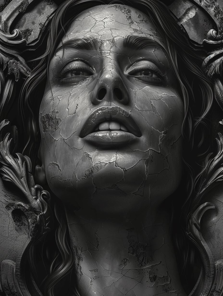 Fragmented Stone Goddess Portrait