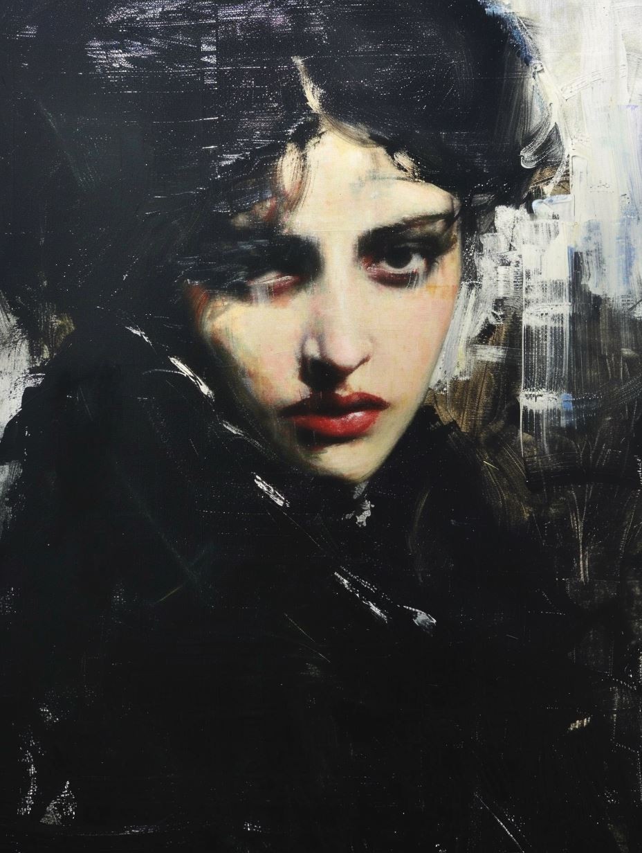 Melancholy in Dark Oil Strokes - Image 1