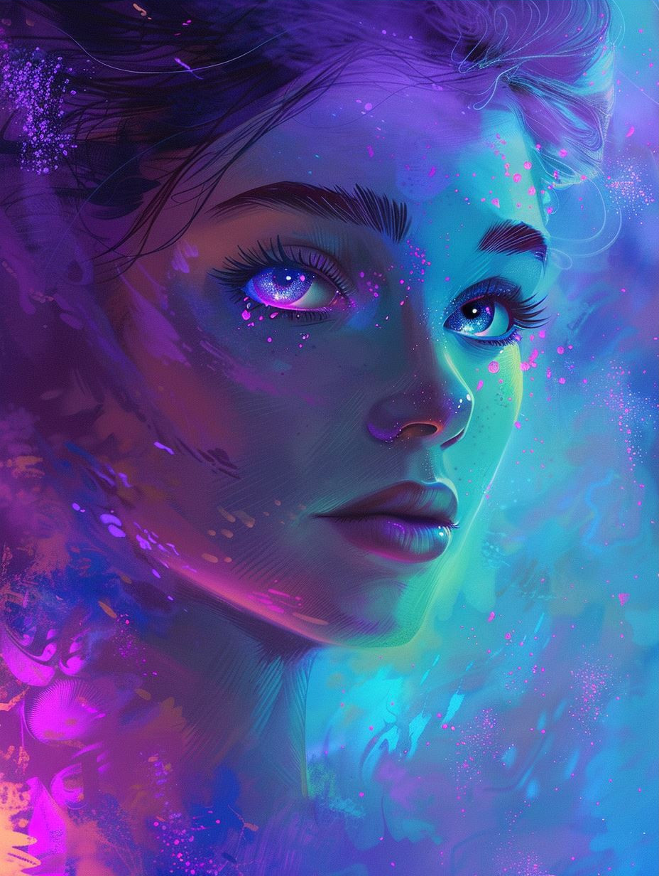 Celestial Dreams in Neon Hues - Image 3