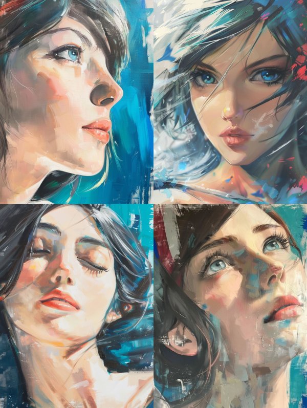 Azure Dreams: Digital Portrait Series