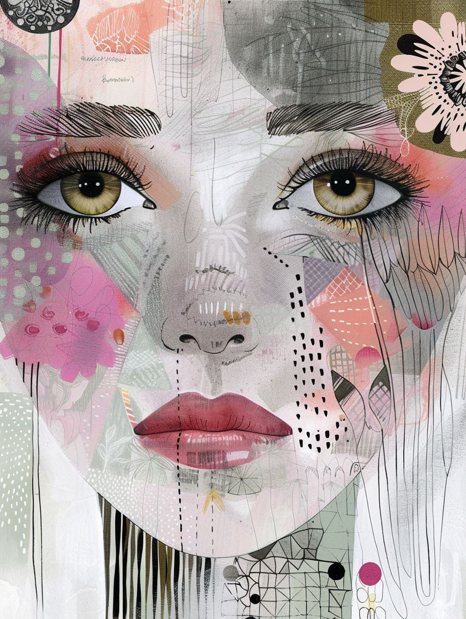 Abstract Mixed Media Female Portraits - Image 1