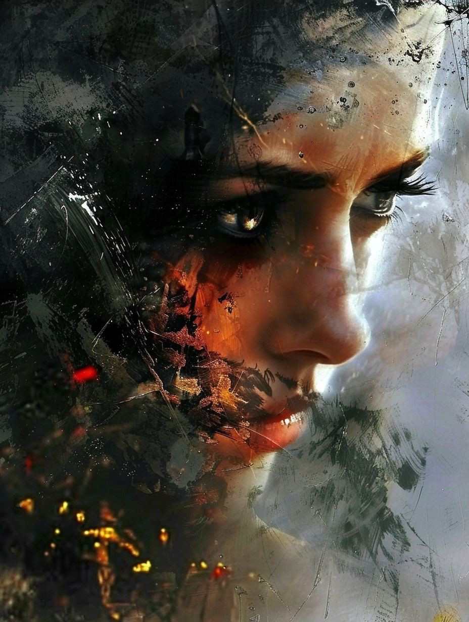 Gritty Ethereal Portrait in Chaos - Image 3