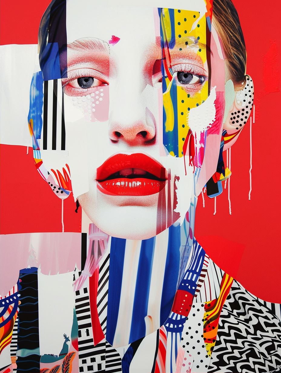 Fragmented Neon Portrait Collage - Image 2