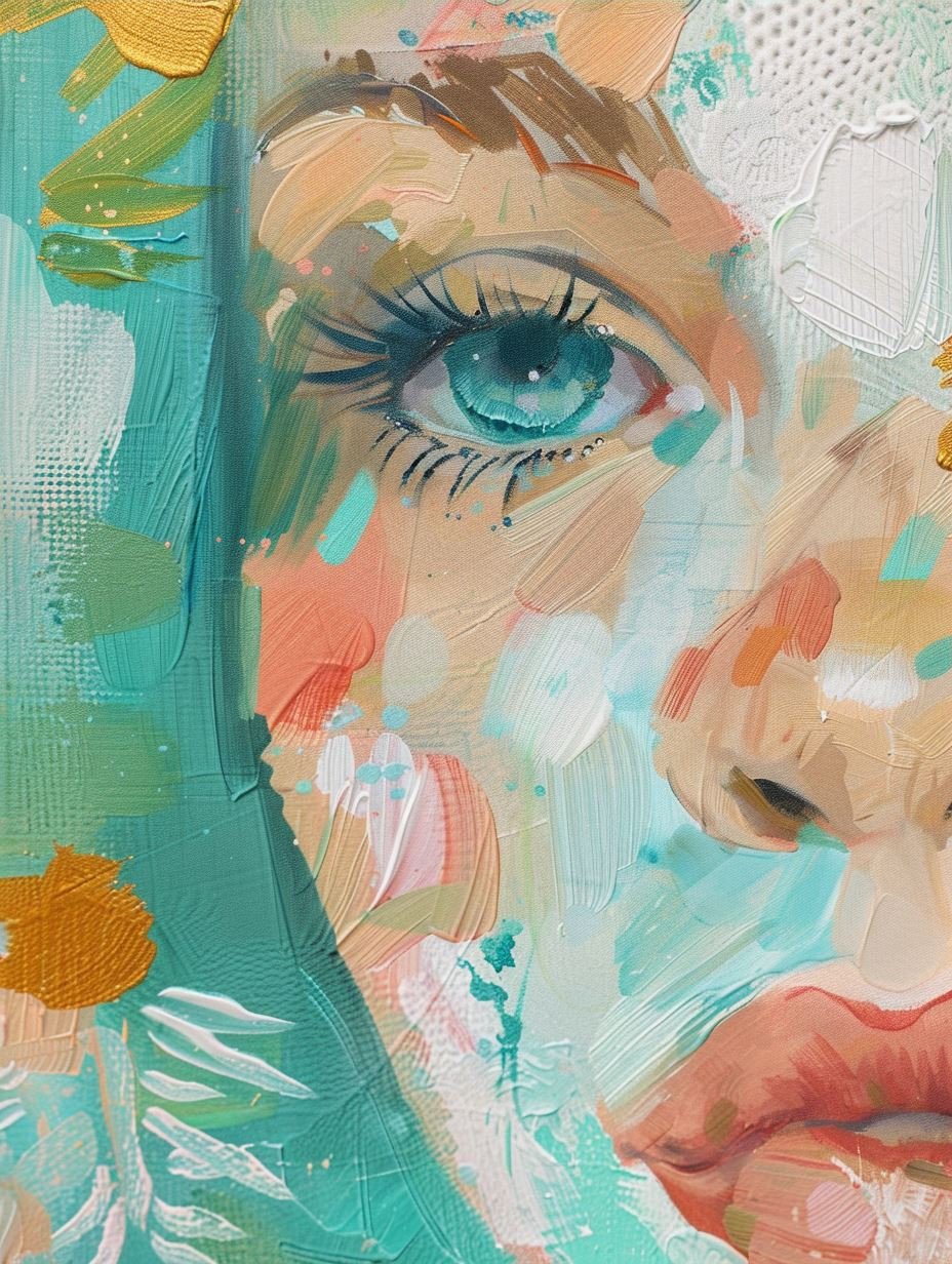 Dual Perspectives in Teal and Peach - Image 3