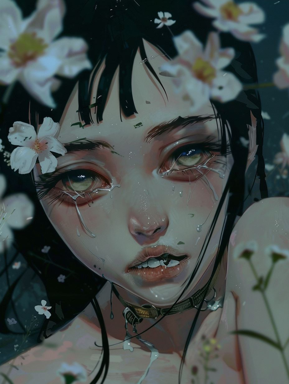 Melancholy Gaze in Ink - Image 3