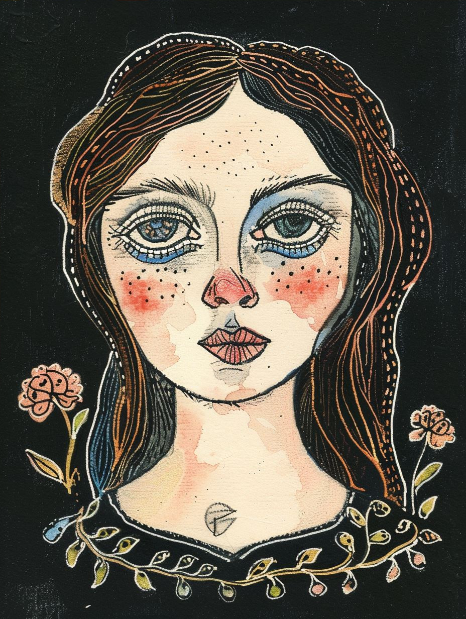 Ethereal Folk Art Portraits - Image 4