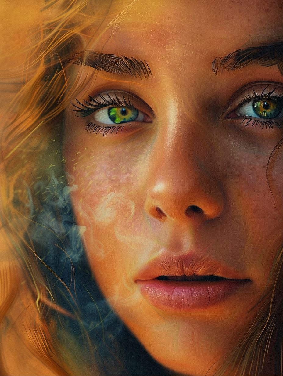 Ethereal Golden Ember Portrait - Image 1
