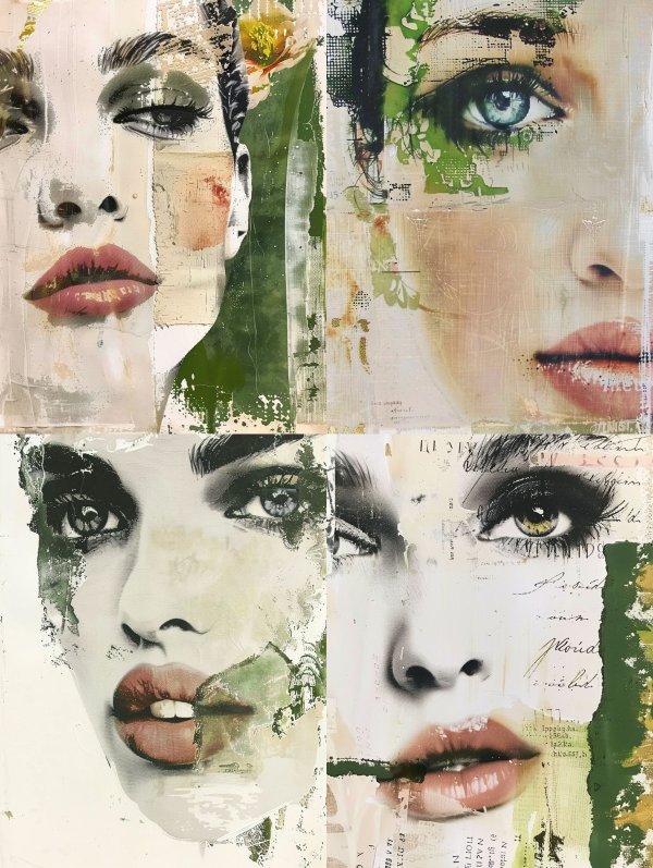 Fragmented Vintage Beauty Collage