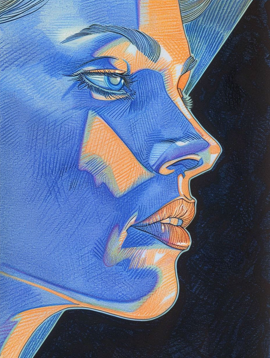 Electric Azure Cybernetic Portrait - Image 4