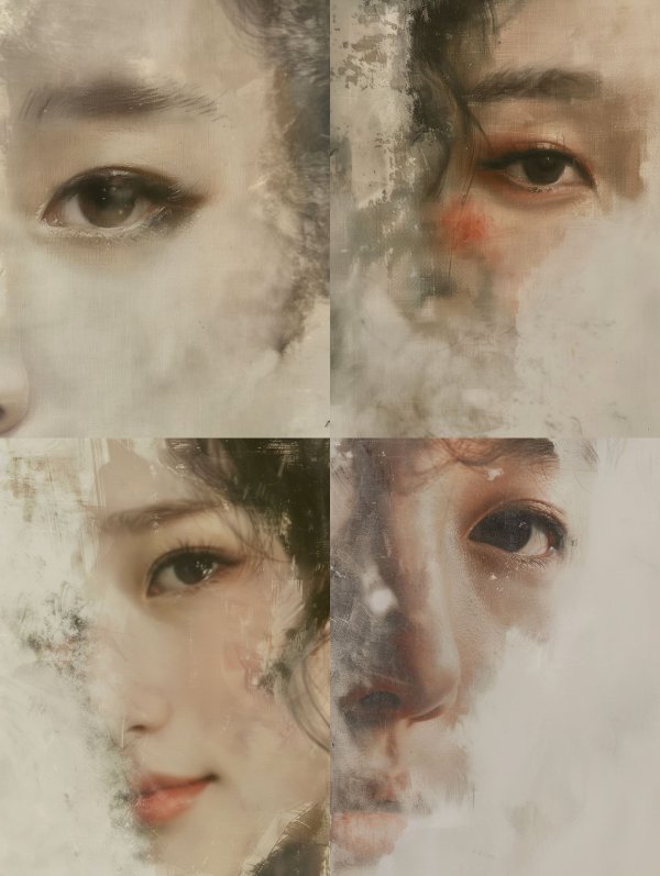 Ethereal Gaze Fragments in Watercolor