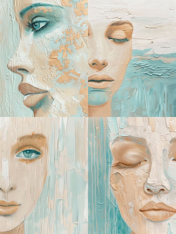 Ethereal Pale Blue Oil Portraits