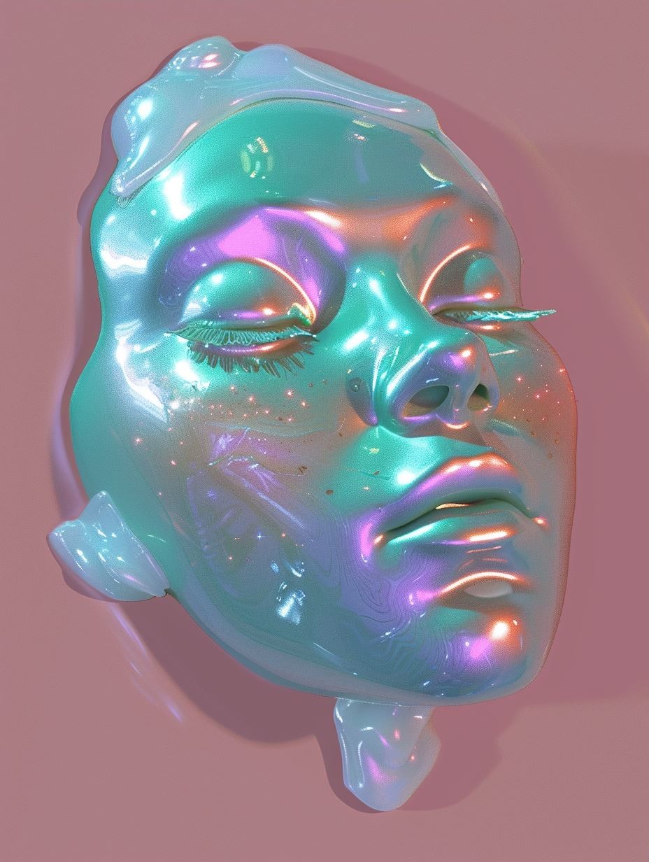 Iridescent Holographic Cybernetic Face - Image 3