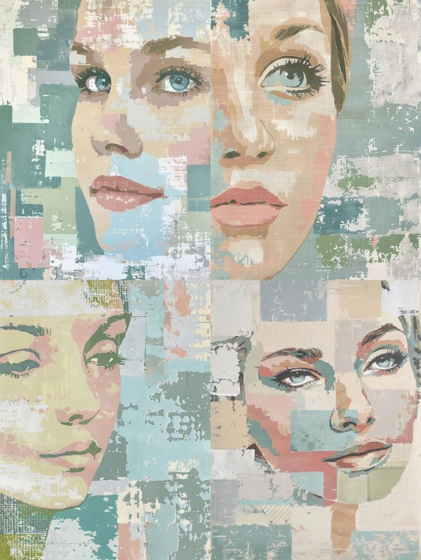 Fragmented Pastel Portrait Study