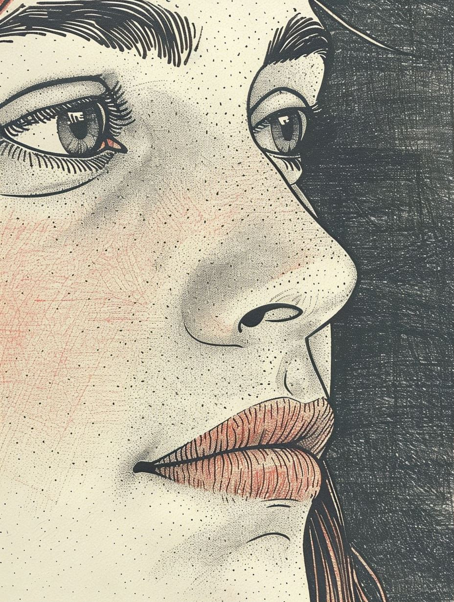 Stippled Portrait of Quiet Contemplation - Image 1