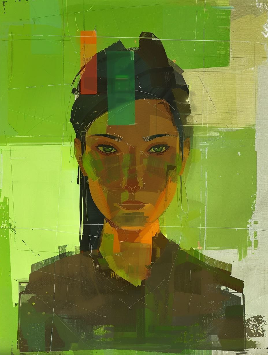 Digital Glitch Portraits in Green - Image 2