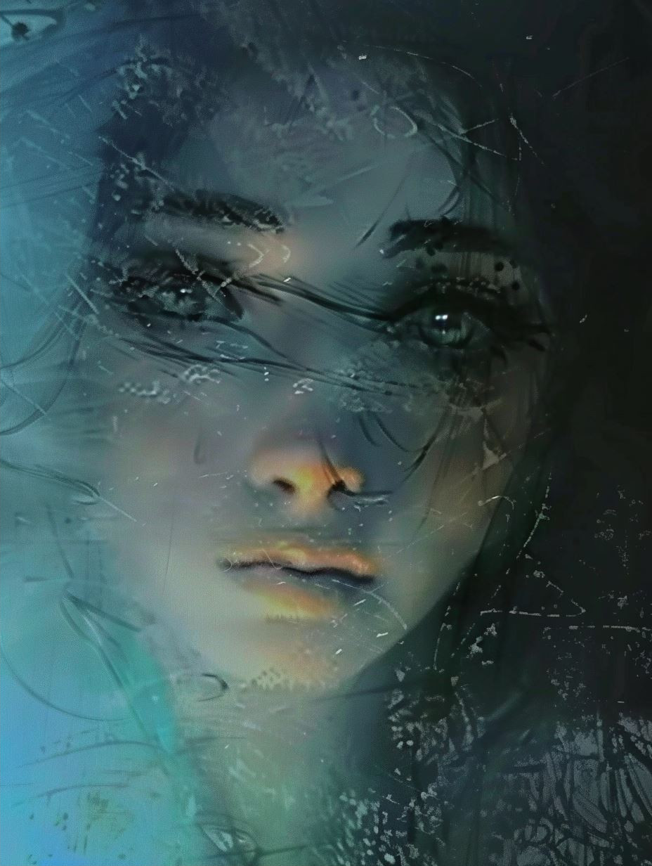 Ethereal Faces Behind Frozen Glass - Image 2