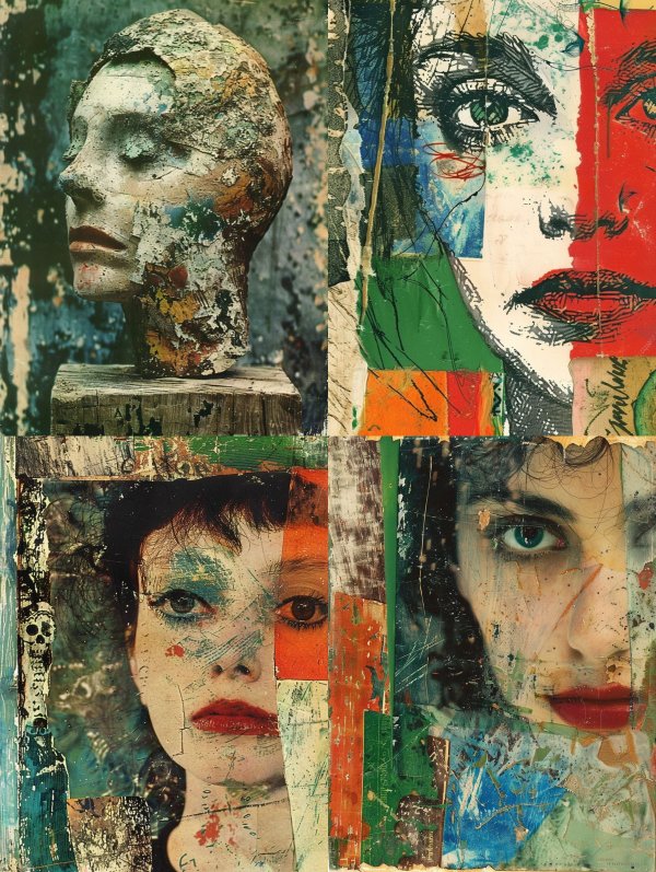 Fragmented Feminine Visions Mixed Media Collage