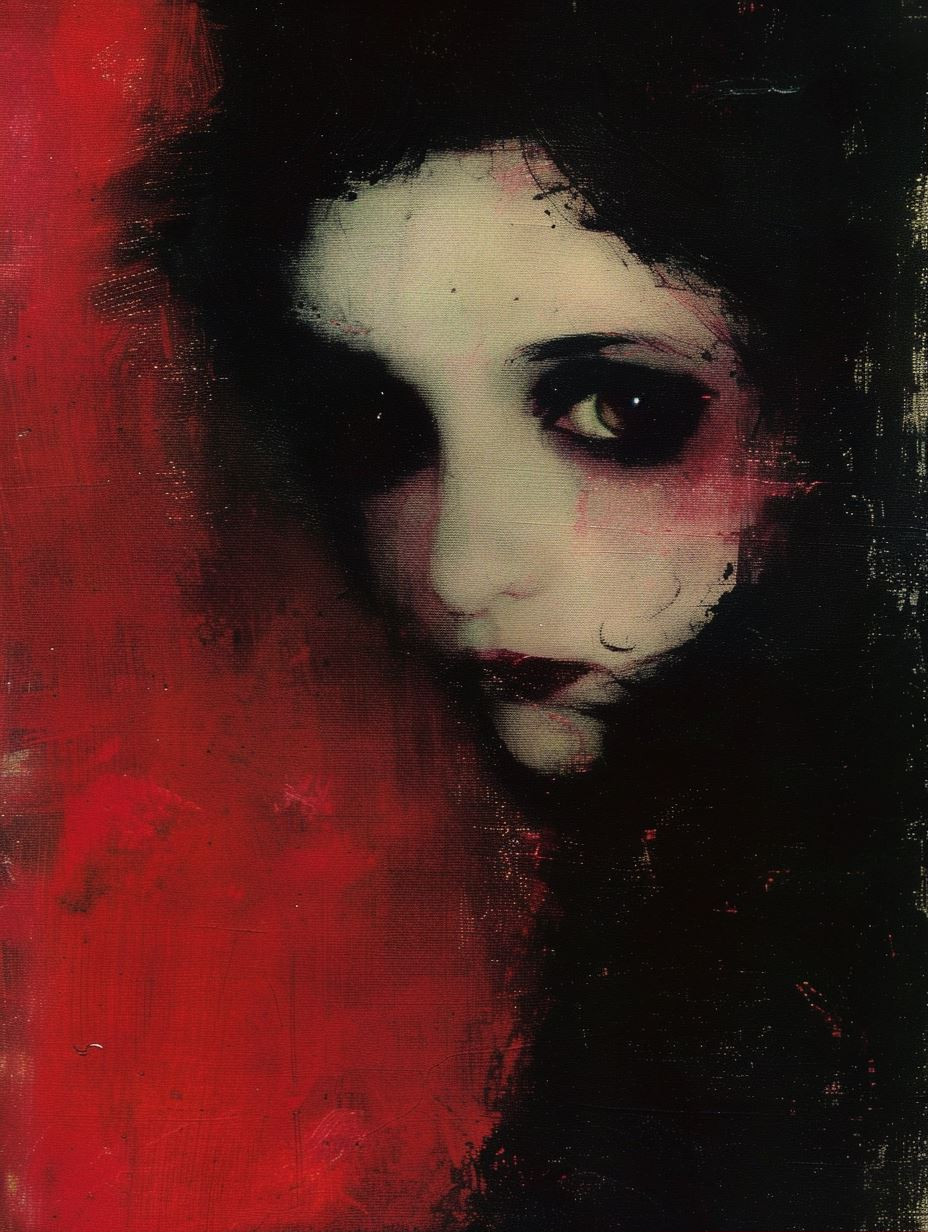 Haunting Shadows in Crimson Red - Image 1