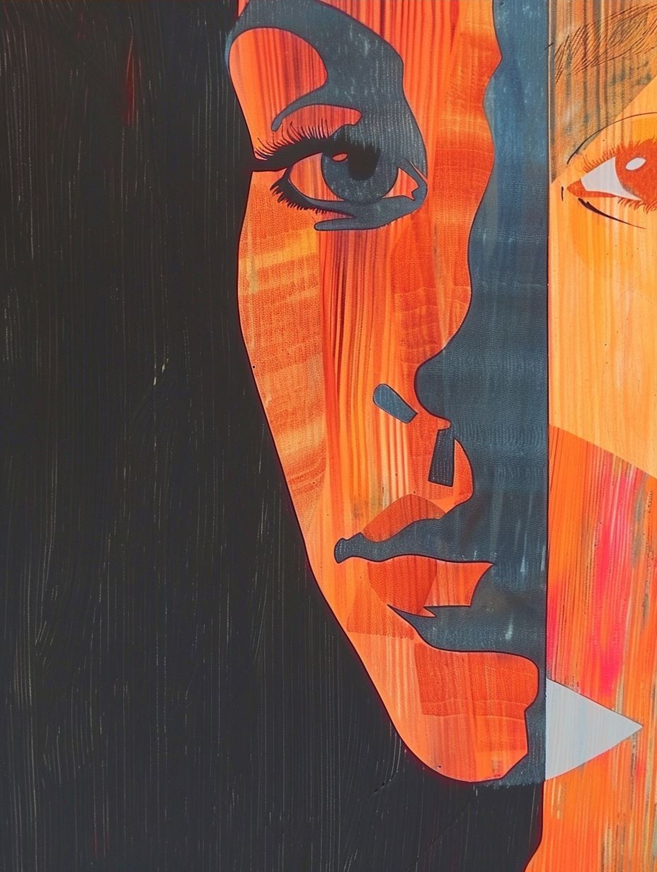 Abstract Geometric Portrait in Amber - Image 3