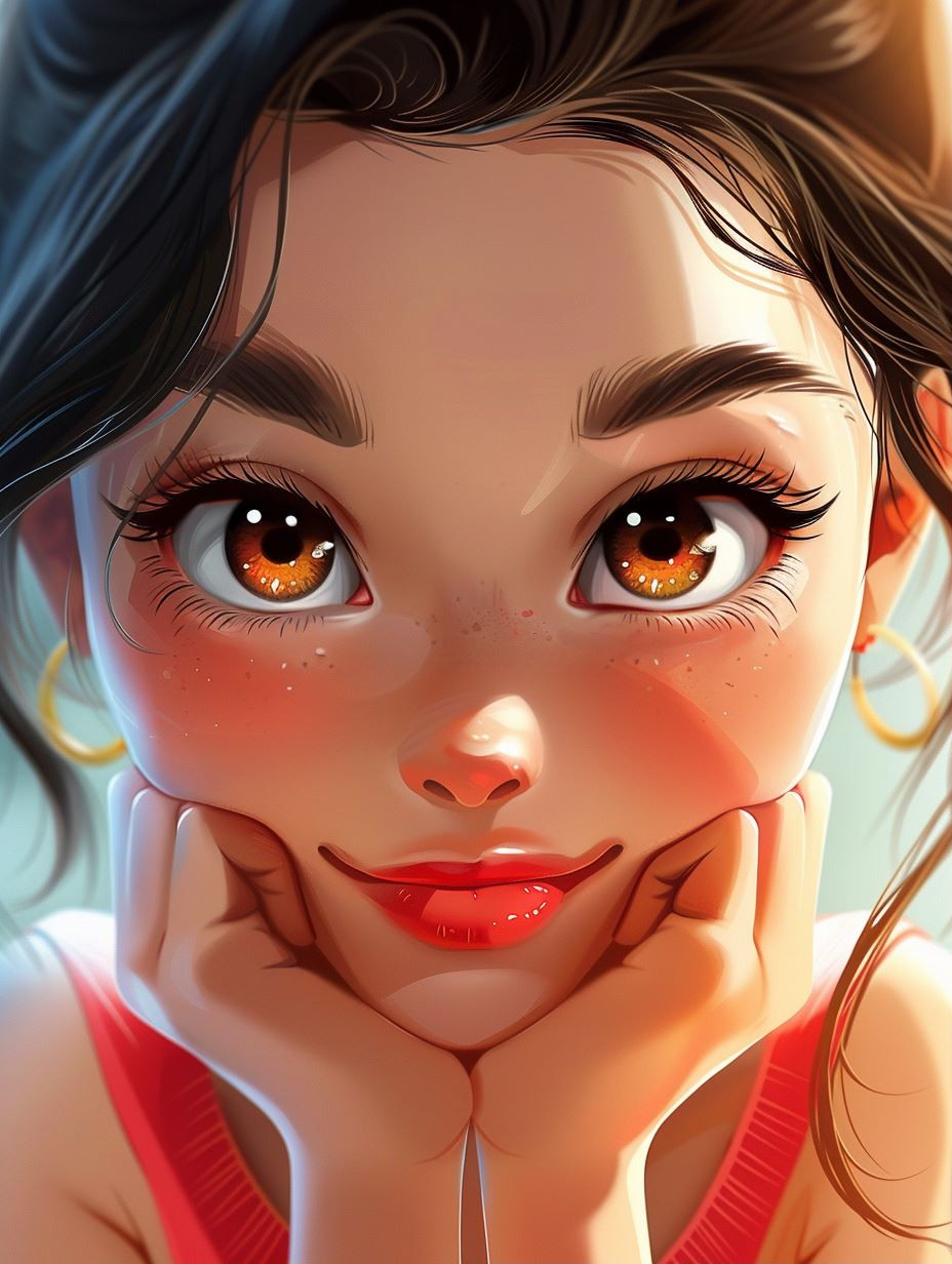 Sun-Kissed Digital Anime Portrait