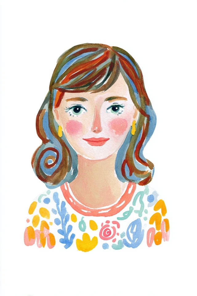 Whimsical Watercolor Portrait - Image 1