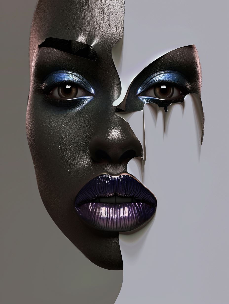 Fragmented Obsidian Beauty Portrait - Image 1