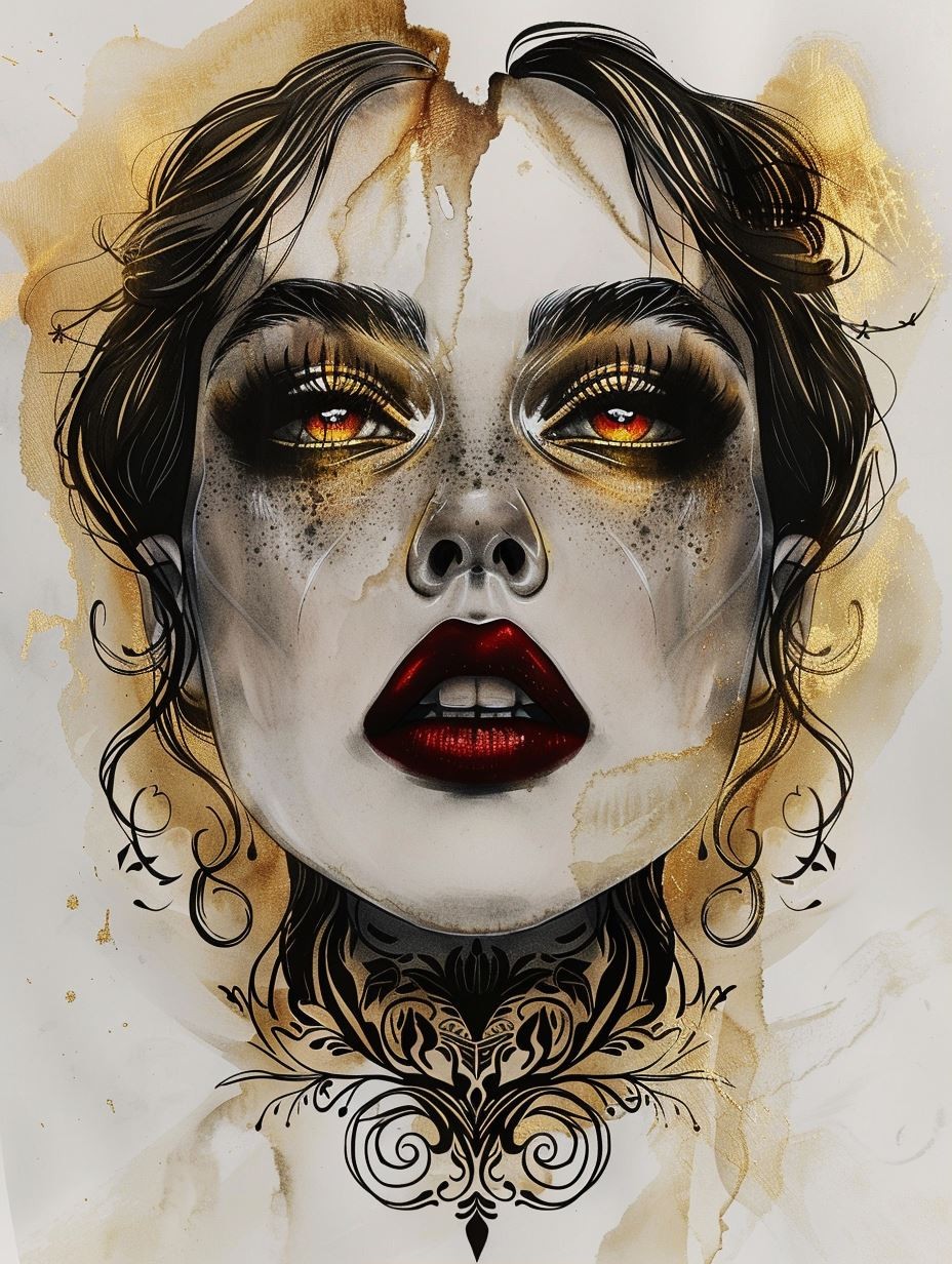 Gilded Shadows Ethereal Portrait - Image 1