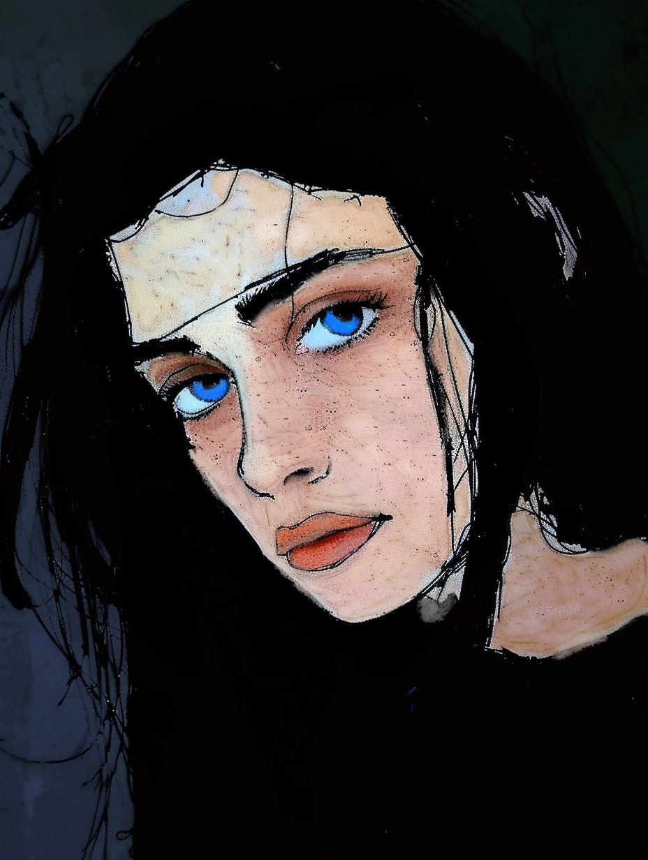 Ethereal Gaze Ink Portraits - Image 1