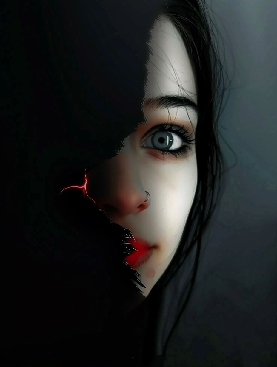 Mysterious Shadows and Crimson Lips - Image 2