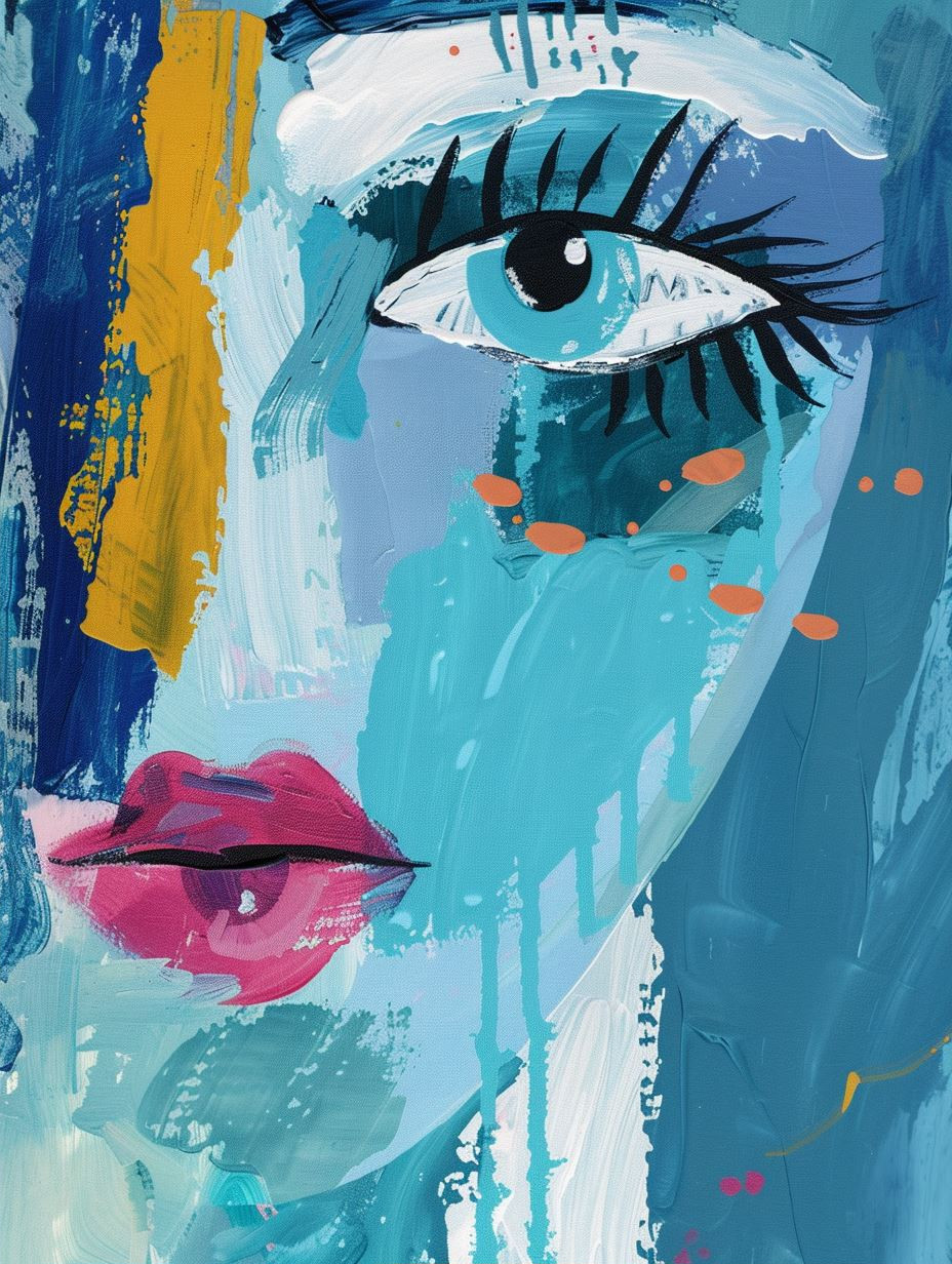 Abstract Azure Feminine Portraits - Image 2