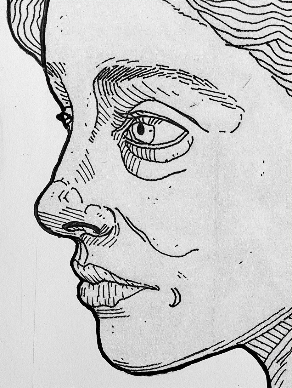 Minimalist Blue Line Art Portrait - Image 3