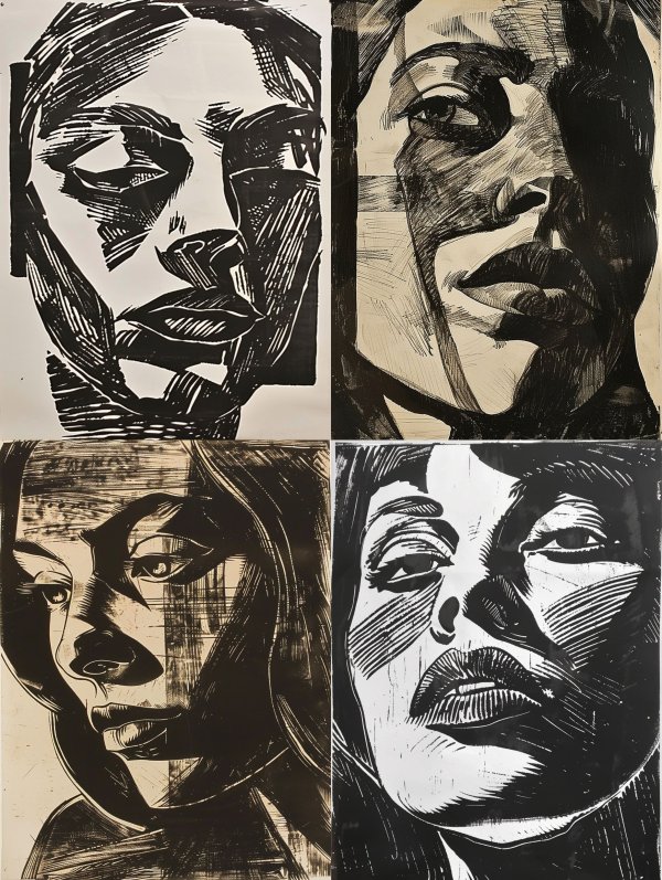 Dramatic Monochromatic Expressionist Portraits