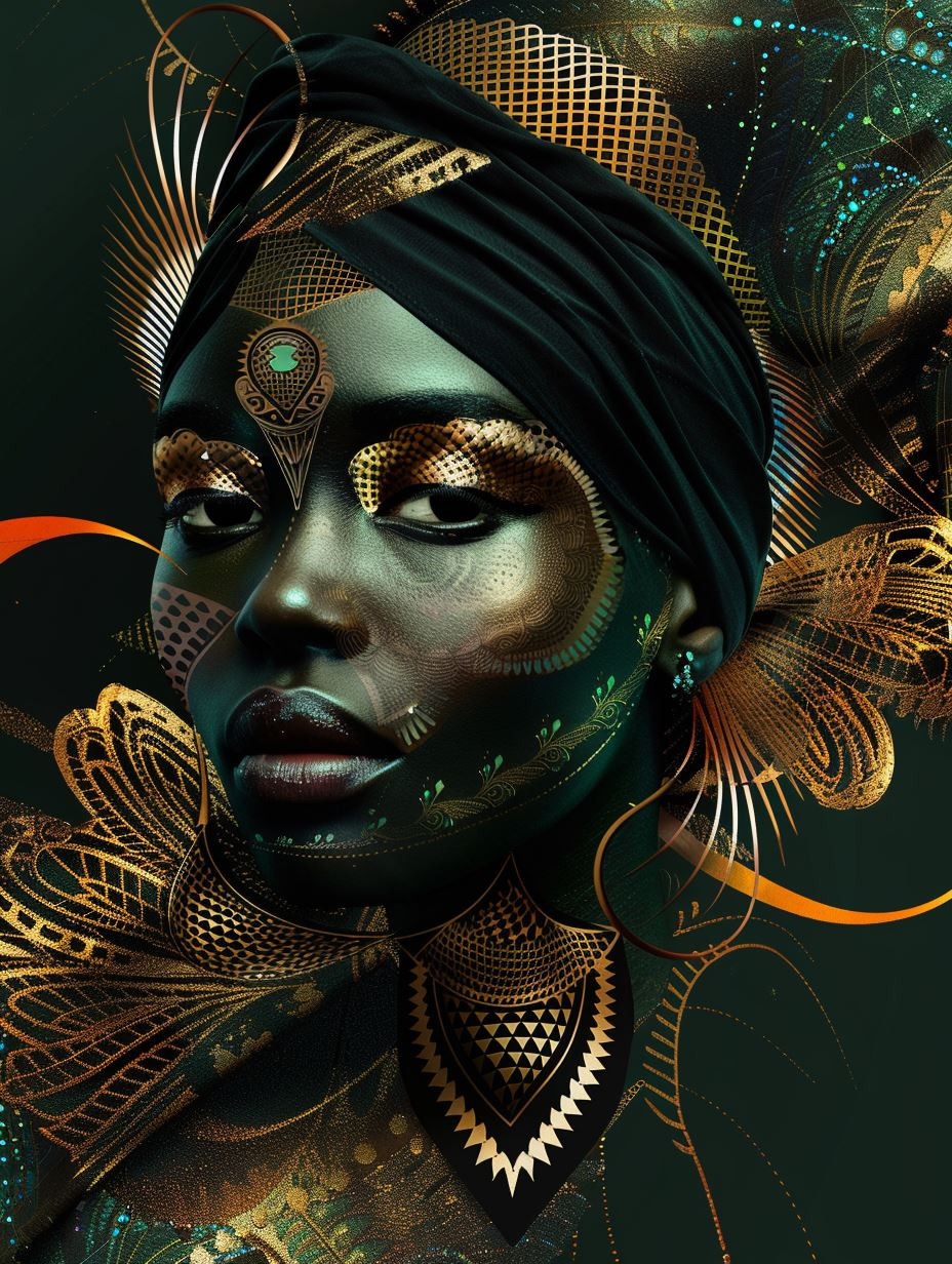 Ethereal Gilded African Portraits - Image 1