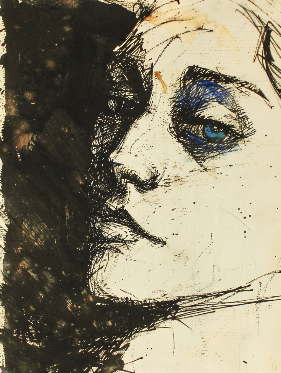 Ink Splatter Noir Portrait - Image 4