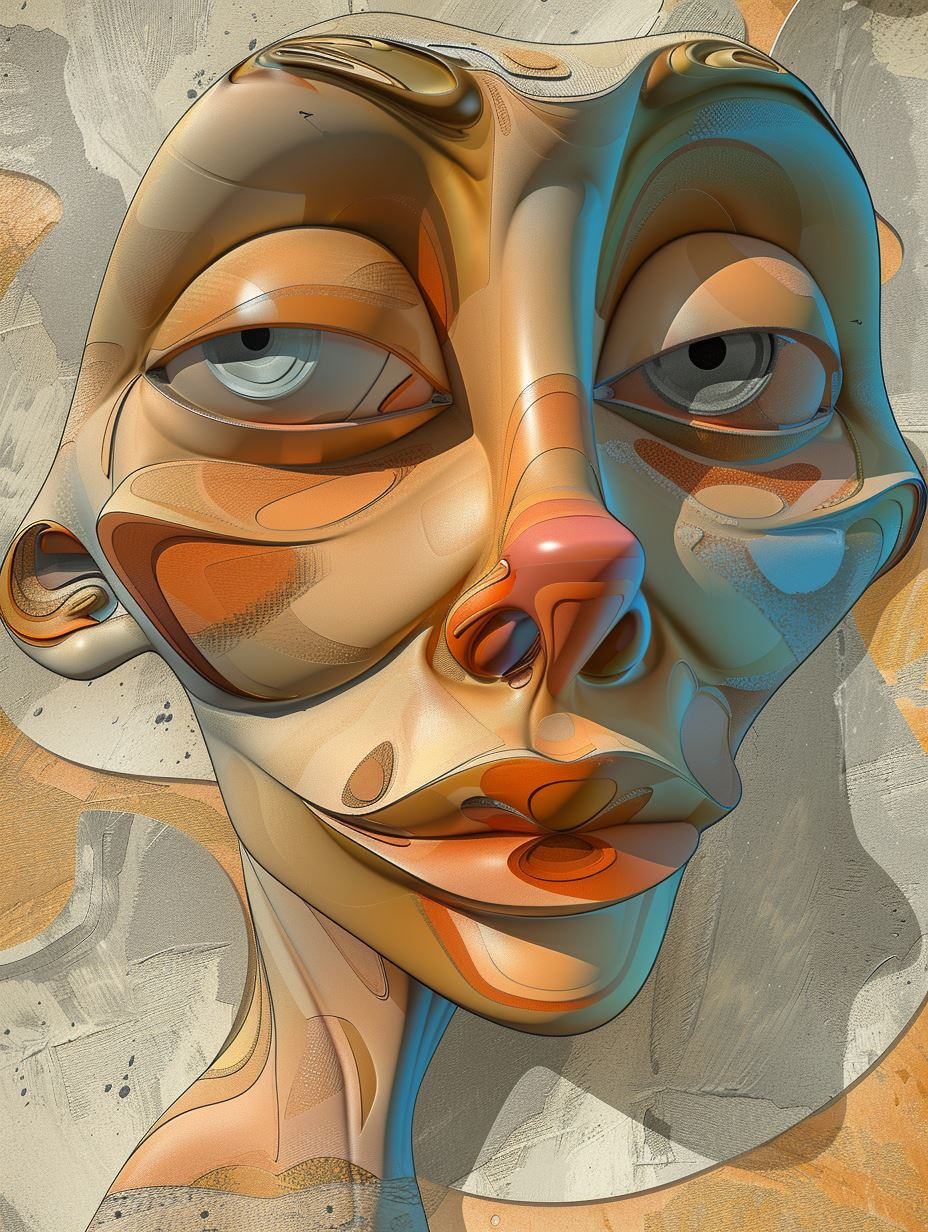 Liquid Gold Surrealist Portrait - Image 1