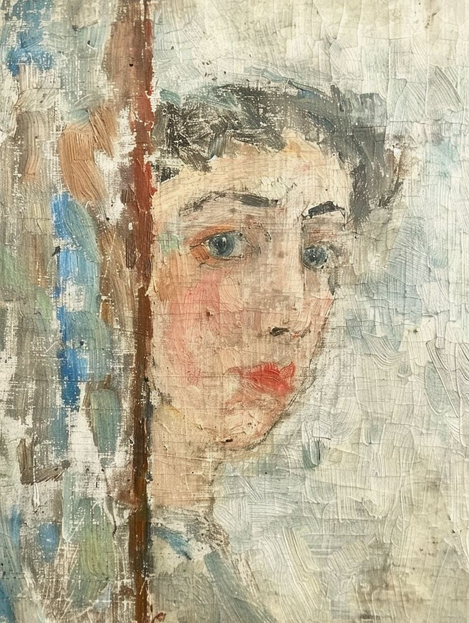 Textured Impressionist Portrait Study - Image 4