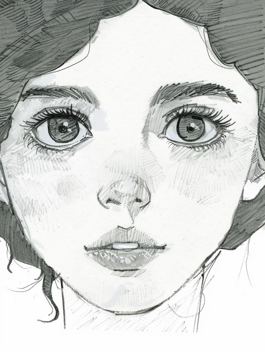 Ethereal Gazes: Pencil Portrait Studies - Image 1