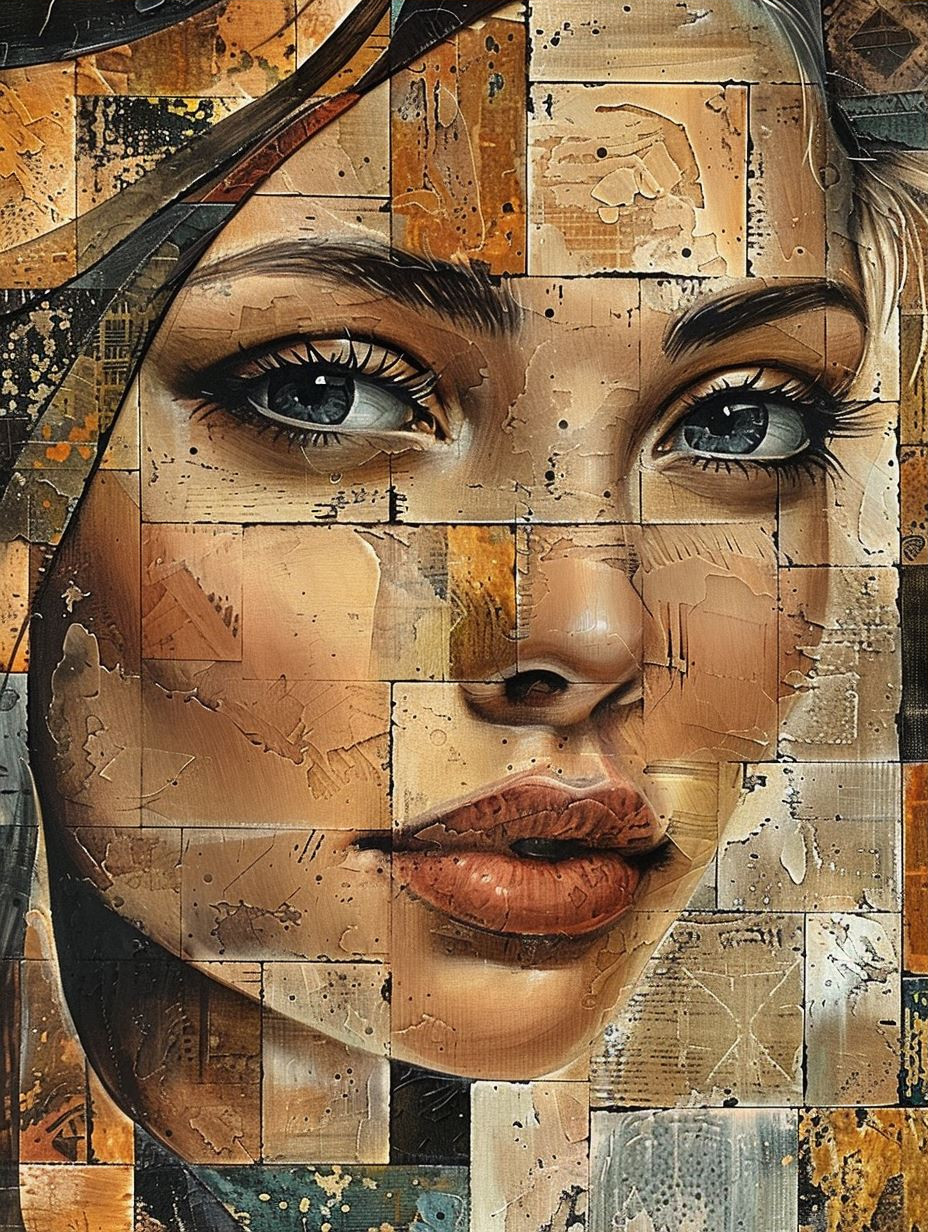 Fragmented Golden Portrait Study - Image 3