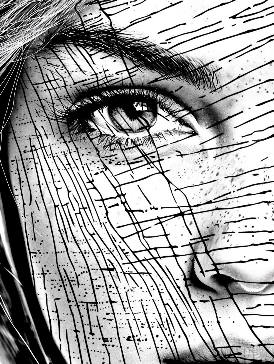 Intricate Ink Hatching Portrait Study - Image 2