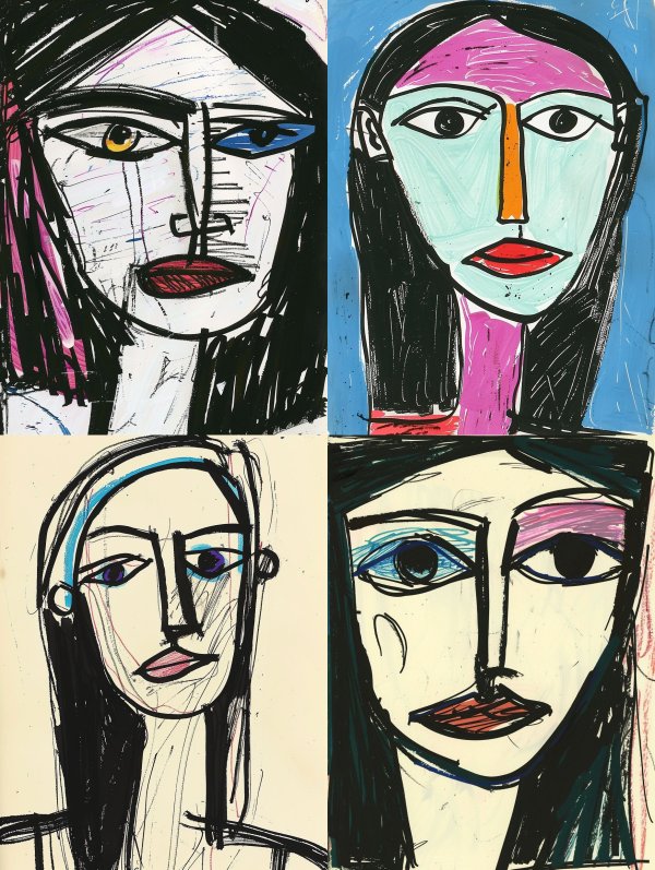 Abstract Cubist Female Portraits