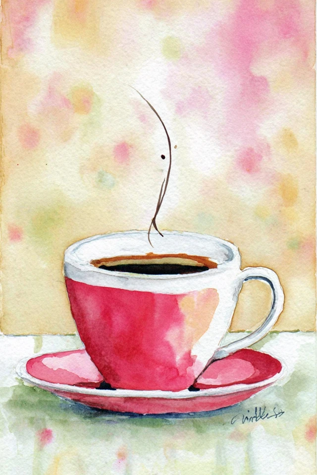 Blossoms and Brews Watercolor Collage - Image 4