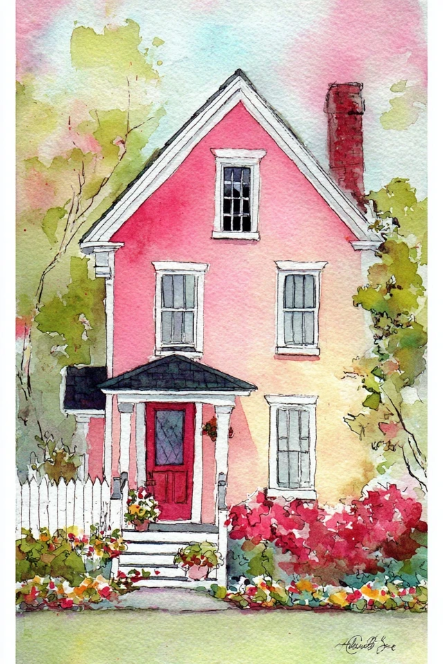 Blossoms and Brews Watercolor Collage - Image 6