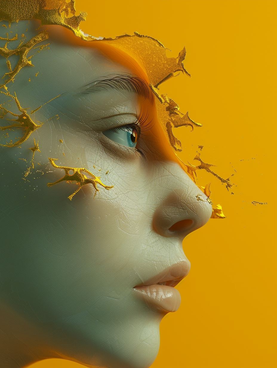 Golden Fracture Ethereal Portrait - Image 3