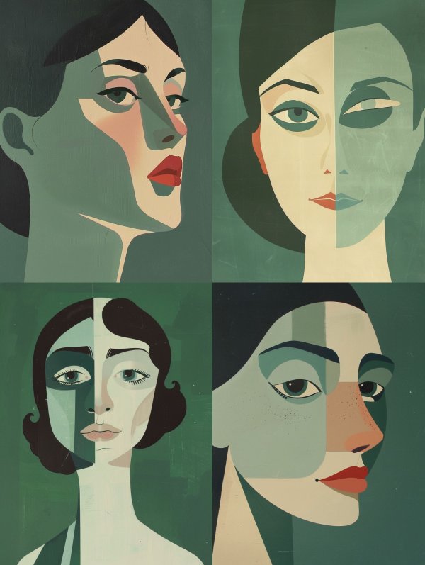 Geometric Emerald Portrait Study