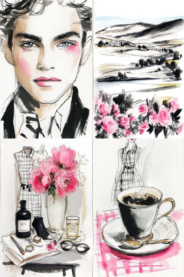 Ink and Blush Portrait