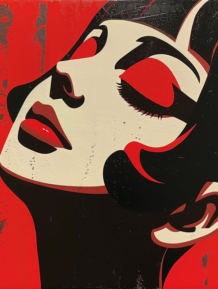 Crimson Shadows Modernist Portrait - Image 3