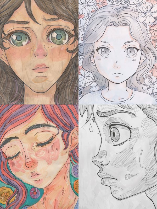 Diverse Anime Portrait Art Styles