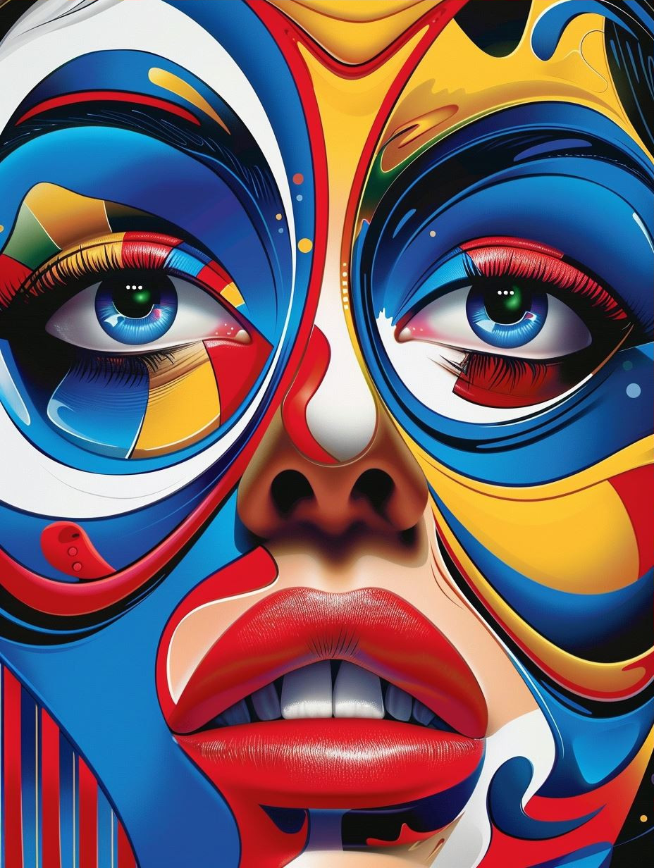 Vibrant Surrealist Facial Art - Image 3