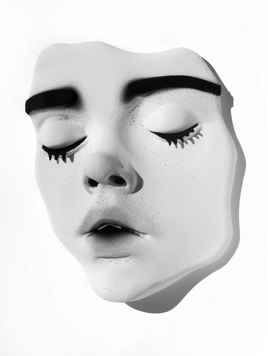 Surrealist Monochrome Facial Sculptures - Image 3