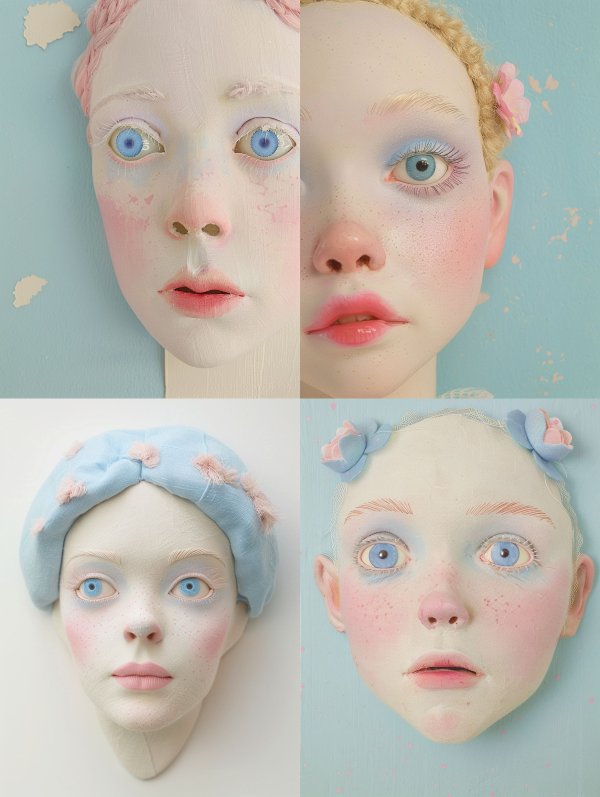 Ethereal Dreamscapes: Handcrafted Surrealist Doll Faces